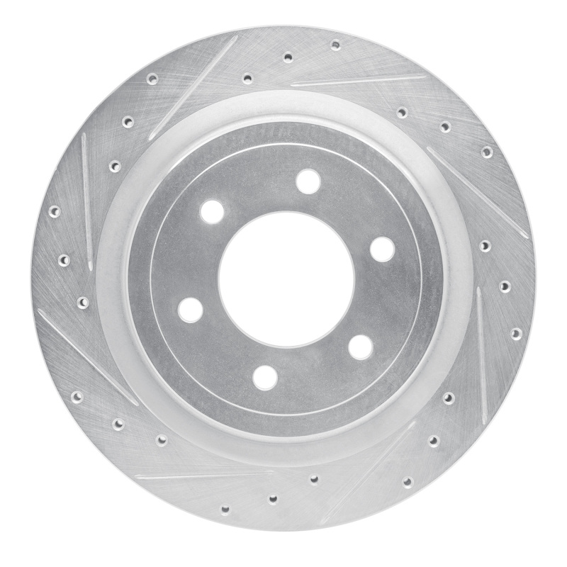 Ford F-150 Brake Rotor (1) - Rear Left - R1 Concepts - Drilled & Slotted - Silver - `21-`25